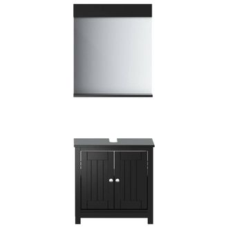 Berkfield Home 2 Piece Bathroom Furniture Set BERG Black Solid Wood Pine