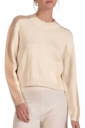 Elan Mila Colorblock Sweater In Beige