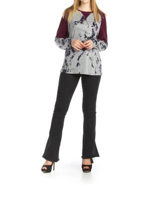Papillon Stretchy Floral Sweater With Panels In Grey