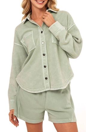 Threads 4 Thought Blaire Mineral Wash Fleece Shirt Jacket in Wasabi at Nordstrom, Size Xx-Large