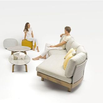 Milani Home GAMORA - poltrona centrale con struttura in alluminio effetto legno