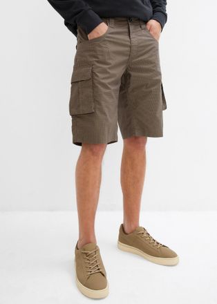 Bonprix Cargobermudas BONPRIX, Herren, Gr. 48, N-Gr, khaki kariert, Web, Obermaterial: 100% Baumwolle, relaxed fit, Hosen Cargobermudas, aus Baumwolle, Relaxe