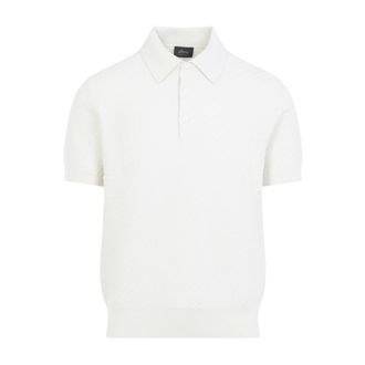 Brioni Textured Knit Polo - male - Brioni - Polo Shirts - White - XL - Tops