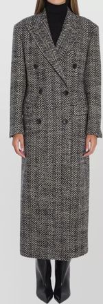 Tagliatore wool double-breasted coat herringbone pattern