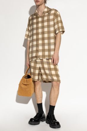 Jil Sander Plaid Pattern Shorts, Mens, Cream