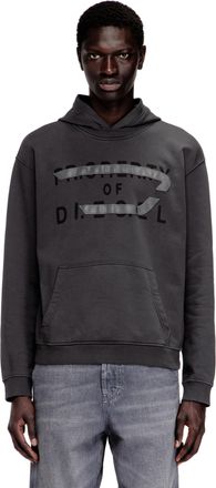Diesel Cotton hoodie with D appliqu&eacute; - Sweaters - Man - Grey