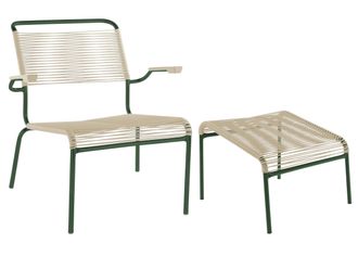 Schubiger M&ouml;bel Spaghetti-Lounger + Hocker S&auml;ntis mit Armlehnen
