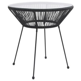vidaXL Mesa De Comedor De Jard&iacute;n Acero Y Vidrio Negra &Oslash;70x74 Cm Vidaxl