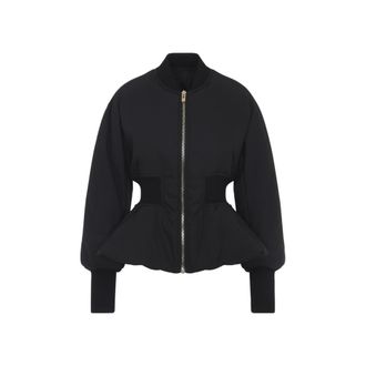 Alaia Black Peplum Bomber Jacket