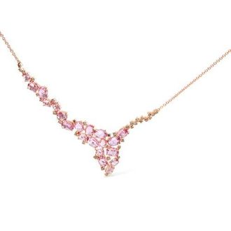 House of Brilliance Gold 1/2 Cttw Diamond and Sapphire Statement Station Necklace in Pink at Nordstrom