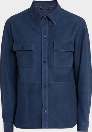 Stefano Ricci Mens Nubuck Leather Button-Front Shirt