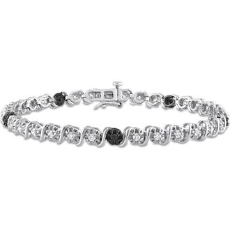 Delmar Sterling Silver Black & White Diamond Tennis Bracelet at Nordstrom Rack
