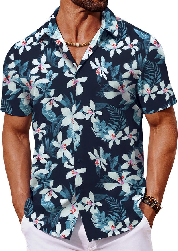 COOFANDY Hawaii Hemd Herren – Kurzarmes Blumenhemd Für Sommer & Strand
