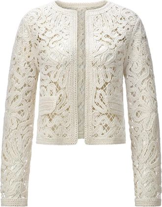 Rich & Royal Open Crochet Cardigan - Dames - Vesten - Beige - M - Katoen - Truien & Vesten