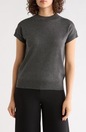 T Tahari Short Sleeve Crew Sweater in Charcoal Heather at Nordstrom Rack, Size X-Small