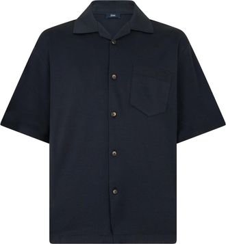Herno Overhemden, Heren, Blauw, L, Katoen, Short Sleeve Shirt