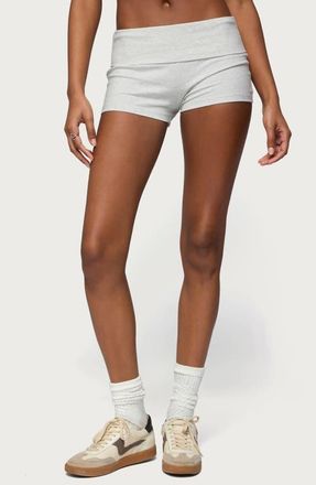 Edikted Palo Foldover Shorts in Light-Gray-Melange at Nordstrom, Size X-Small