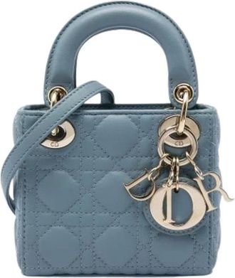Dior Pre-owned Mini Satchel - Dames - Vintage Mini Tas - Blauw - ONE Size - Leer - Vintage
