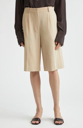 Toteme Tailored Wide Leg Shorts in Overcast Beige at Nordstrom, Size 34