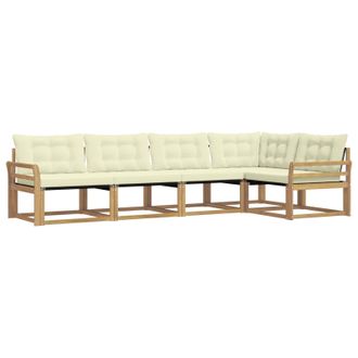 vidaXL Conjunto De Sof&aacute;s De Exterior Con Coj&iacute;n 5 Pcs Blanco Y Crema Vidaxl