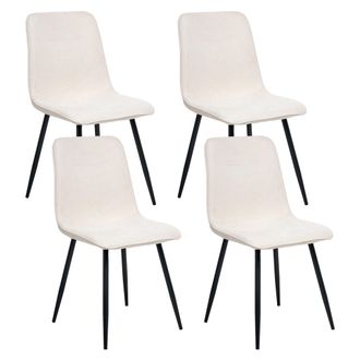 Beliani Beliani - Conjunto De 4 Sillas De Comedor Tapicer&iacute;a De Poli&eacute;ster Patas De Hierro Negro Sin Reposabrazos Comedor Beige Claro Tuscola