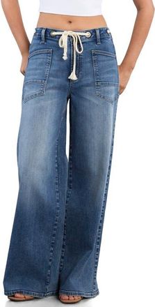 HINT OF BLU Stellar Tie Straight Leg Jeans in Stellar Blue at Nordstrom, Size 26