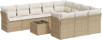 vidaXL Set De Sof&aacute;s De Jard&iacute;n 11pzas Con Cojines Rat&aacute;n Sint&eacute;tico Beige Vidaxl