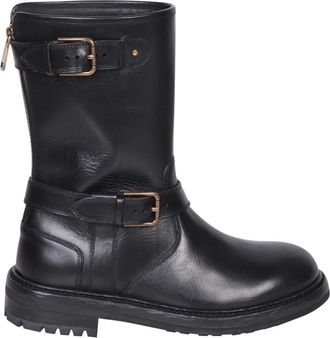 Dolce & Gabbana Leather Biker Boots - Heren - Hoge Laarzen - Zwart - 41 EU - Leer - Schoenen