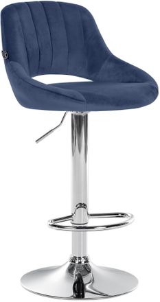 Clp Taburete De Bar Milet Con Funda De Terciopelo Azul Cromado