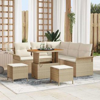 vidaXL Vidaxl - Conjunto De Sof&aacute; De Jard&iacute;n 8 Pcs Beige Rat&aacute;n Sint&eacute;tico