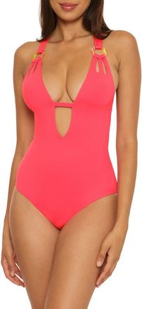BECCA by Rebecca Virtue O-Ring One-Piece Swimsuit in Grapefruit at Nordstrom, Size Medium
