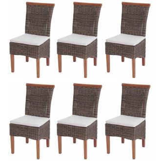 Hhg Set 6x sedie rattan per sala da pranzo soggiorno Savona 97x46x59cm con cuscini