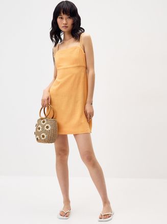 Twik Womens Square-neck touch of linen dress
