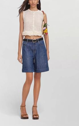 Self Portrait crochet flower knit top