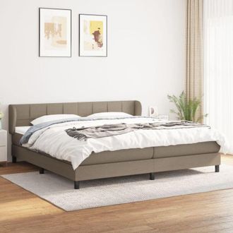 vidaXL Vidaxl - Cama Box Spring Con Colch&oacute;n Tela Gris Taupe 200x200 Cm