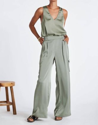 Bishop + Young Pull On Satin Cargo Pant In Green