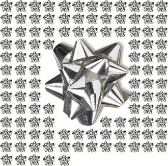 Relaxdays Relaxdays - Set De 1000 Lazos Regalo Adhesivos, Polipropileno, Plateado, 5 Cm De Di&aacute;metro