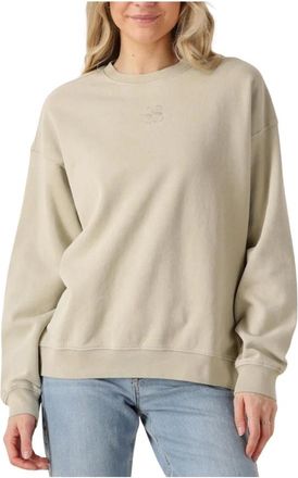 MY ESSENTIAL WARDROBE Zand Logo Geborduurd Sweatshirt - Dames - Sweatshirts - Beige - XS - Hoodies & sweatvesten