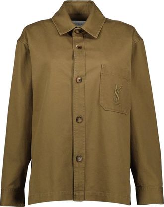 Saint Laurent Shirts, female, Green, Size: XS Cassandre Overshirt