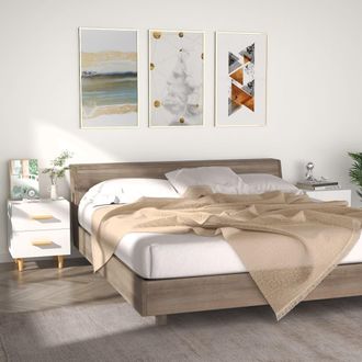 vidaXL Mesitas De Noche 2 Unidades Color Blanco 40x35x47,5 Cm Vidaxl