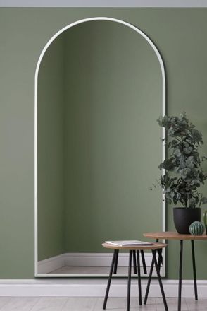 MirrorOutlet White Framed Arched Leaner/Wall Mirror 79 X 39 (200CM X 100CM) | Size: 1 Pack