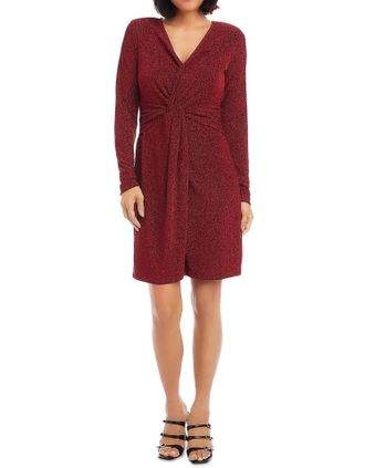 Karen Kane Twist Front Dress In Red