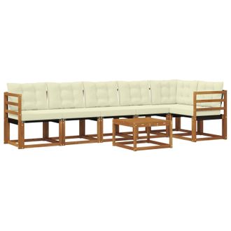 vidaXL Conjunto De Sof&aacute;s De Exterior Con Coj&iacute;n 7 Pcs Natural Y Crema Vidaxl