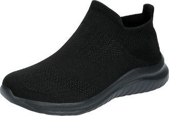 Generic Plain Black Trainers Men and Women Sports Shoes Couple Simple Solid Mesh Breathable Comfortable Non Slip Soft Sole Casual Slip On Shoes Black Slip On 