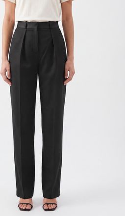 Elisabetta Franchi High-Waisted Straight-Leg Sartorial Cr&ecirc;pe Trousers
