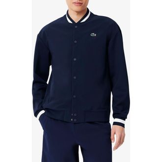 Lacoste x Novak Djokovic Water Repellent Bomber Jacket in Navy Blue/Flour at Nordstrom, Size 8