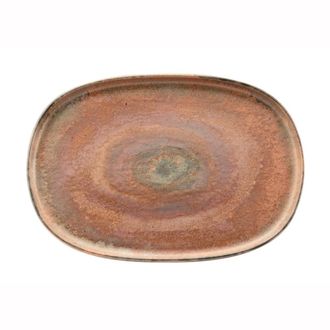 Medard De Noblat Plato oval para steak o hamburguesa (lote de 4) gres rojo y naranja