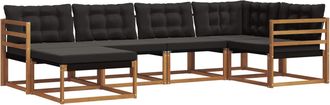 vidaXL Conjunto De Sof&aacute;s De Exterior 6 Uds. Natural Y Negro Vidaxl