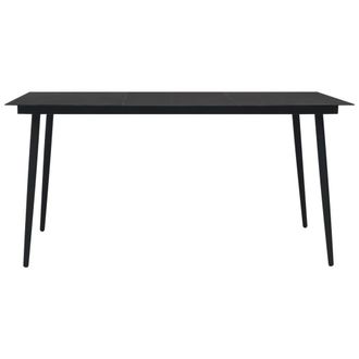 Berkfield Home Garden Dining Table Black 150x80x74 cm Steel & Glass | Size: 150 x 80 x 74 cm