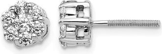 Diamond2Deal 14K White Gold 5/8 ct Lab Grown Diamond Cluster Screwback Stud Earrings VS Clarity, G-H Color